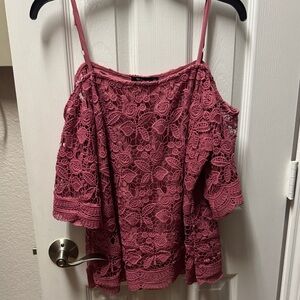 Miss Chievous Lace Cold Shoulder Top in Mauve